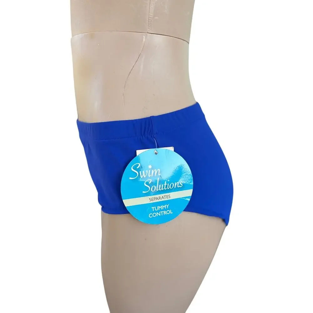 Swim Solutions Tummy Control Women's High Waist Swim Brief Bottom Sz 16 Blue - Picture 2 of 7